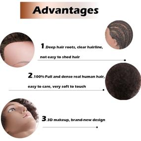 img 2 attached to 🏿 Dannuo Afro Mannequin Head: Authentic Human Hair Training Doll for Styling, Braiding & Cosmetology Practice - Male