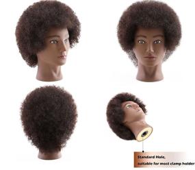 img 1 attached to 🏿 Dannuo Afro Mannequin Head: Authentic Human Hair Training Doll for Styling, Braiding & Cosmetology Practice - Male