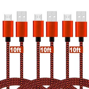 img 4 attached to 🔌 10ft Long Fast Charging Micro USB Charger Cable for PS4 Controller - 3 Pack, Nylon Coiled Braided Cord for Samsung Galaxy S7 S6 S7 Edge S5, Note 5 4, LG G4, HTC, PS4, Camera - Black & Red, Strong Durability