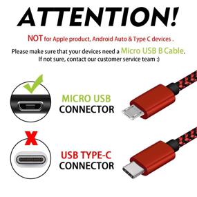 img 3 attached to 🔌 10ft Long Fast Charging Micro USB Charger Cable for PS4 Controller - 3 Pack, Nylon Coiled Braided Cord for Samsung Galaxy S7 S6 S7 Edge S5, Note 5 4, LG G4, HTC, PS4, Camera - Black & Red, Strong Durability