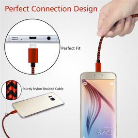 img 2 attached to 🔌 10ft Long Fast Charging Micro USB Charger Cable for PS4 Controller - 3 Pack, Nylon Coiled Braided Cord for Samsung Galaxy S7 S6 S7 Edge S5, Note 5 4, LG G4, HTC, PS4, Camera - Black & Red, Strong Durability