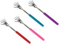 🐻 telescoping back scratcher set of 4 - extendable bear claw metal telescopic backscratcher, alleviating back itching in blue, purple, pink, and red colors logo