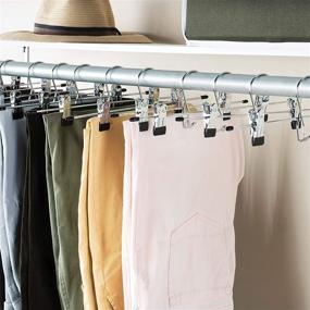 img 3 attached to 👗 10-Pack Multi-Stackable Heavy-Duty Metal Skirt Hangers with Clips: Adjustable Clip Pants Hanger, Cascading Clip Hanger Jeans, Chrome Hook