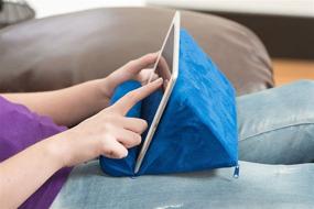img 3 attached to 📱 iPad Pillow Holder for Lap - Tablet Pillow for iPad - Blue Color - Universal Phone and iPad Pillow Pad for Tablet/iPad - Use on Floor, Desk, Chair, Couch