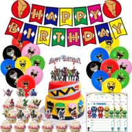 🎉 all-inclusive power ranger birthday party supplies – banner, cake topper, cupcake toppers, balloons, invitation cards логотип