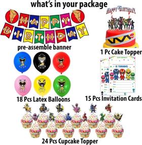 img 3 attached to 🎉 All-Inclusive Power Ranger Birthday Party Supplies – Banner, Cake Topper, Cupcake Toppers, Balloons, Invitation Cards