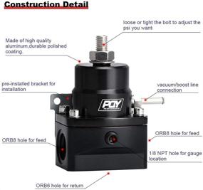 img 2 attached to 🔌 Черный регулятор давления топлива PQY с подачей AN8 и возвратом AN6, набор с манометром 0-160PSI