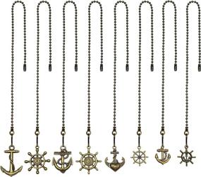 img 4 attached to 🔗 Set of 8 Unique Vintage Bronze Anchor and Wheel Pendant Charms with Pull Chain Extender, Complete with Ball Chain Connector