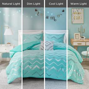 img 3 attached to 🛏️ Codi Metallic Teal and Silver Comforter Set – Full/Queen Size, Aqua Turquoise Bedding Sets, 4 Piece (2 Matching Sham + 1 Decorative Pillow)