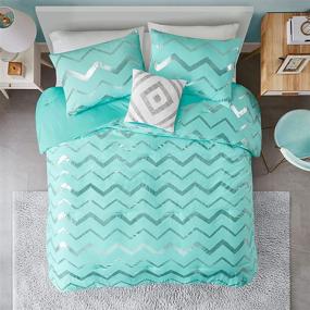 img 2 attached to 🛏️ Codi Metallic Teal and Silver Comforter Set – Full/Queen Size, Aqua Turquoise Bedding Sets, 4 Piece (2 Matching Sham + 1 Decorative Pillow)