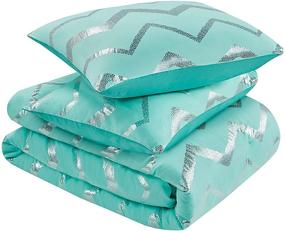 img 1 attached to 🛏️ Codi Metallic Teal and Silver Comforter Set – Full/Queen Size, Aqua Turquoise Bedding Sets, 4 Piece (2 Matching Sham + 1 Decorative Pillow)