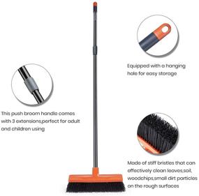 img 1 attached to Ultimate Outdoor Cleaning Solution: Extendable Push Broom with Stiff 🧹 Bristles for Heavy-Duty Sweeping of Leaves, Concrete, Yard, Patio, Garage, and Garden