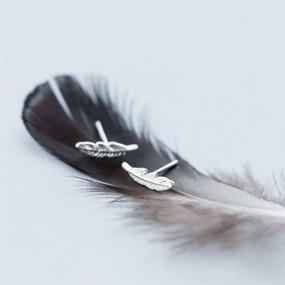 img 3 attached to 🦚 SLUYNZ Genuine 925 Sterling Silver Tiny Feather Studs Earrings – Fashionable Jewelry for Women and Teen Girls