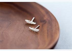 img 2 attached to 🦚 SLUYNZ Genuine 925 Sterling Silver Tiny Feather Studs Earrings – Fashionable Jewelry for Women and Teen Girls