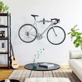 img 2 attached to 🚲 SONGMICS Bike Rack Garage: Wall Mount Storage Hanger with Folding Hooks (Set of 3, Black USBP003B03)