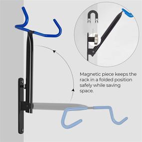 img 3 attached to 🚲 SONGMICS Bike Rack Garage: Wall Mount Storage Hanger with Folding Hooks (Set of 3, Black USBP003B03)