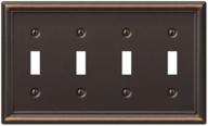 amerelle 149t4db chelsea wallplate, 4 toggle, steel, aged bronze finish, single unit logo