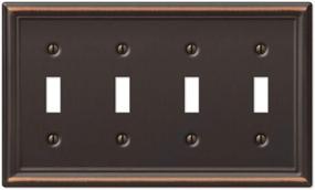 img 4 attached to Amerelle 149T4DB Chelsea Wallplate, 4 Toggle, Steel, Aged Bronze Finish, Single Unit