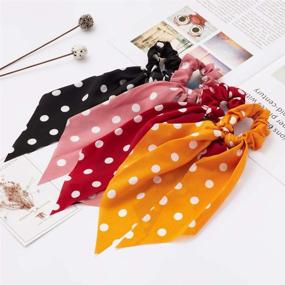 img 1 attached to 🌸 Sunaction Floral Hair Scarf Scrunchies: 12 Pcs Chiffon Ribbon Scrunchie Set for Women and Girls