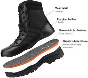img 1 attached to 👞 NORTIV Men's Military Tactical Leather Motorcycle Shoes: Ideal for Work & Safety
