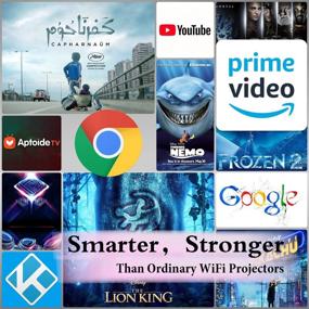 img 2 attached to SinoMetics Smart Projector with WiFi, Bluetooth and Android TV 8.0 - Airplay Miracast Supported, Portable Video Beam for Multimedia Movie Games (White)