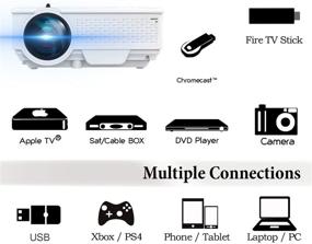 img 1 attached to SinoMetics Smart Projector with WiFi, Bluetooth and Android TV 8.0 - Airplay Miracast Supported, Portable Video Beam for Multimedia Movie Games (White)