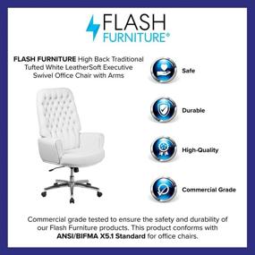 img 1 attached to 🪑 Executive Swivel Office Chair with Arms in White LeatherSoft and Traditional Tufted Design by Flash Furniture