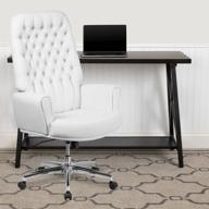 🪑 executive swivel office chair with arms in white leathersoft and traditional tufted design by flash furniture logo