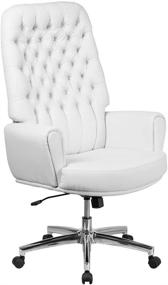 img 3 attached to 🪑 Executive Swivel Office Chair with Arms in White LeatherSoft and Traditional Tufted Design by Flash Furniture