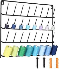 img 4 attached to 🧵 Haitarl 32-Spool Sewing Thread Rack: Wall-Mounted Metal Holder with Hanging Tools for Organizing Sewing and Embroidery Thread