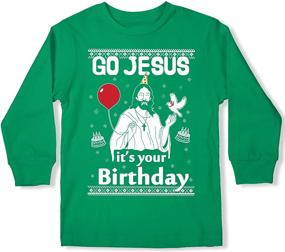 img 4 attached to BesserBay Unisex Kids' Christmas Funny Long 🎄 Sleeve Cotton Shirt 1-8 Years: Festive Fun for All!