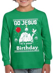 img 2 attached to BesserBay Unisex Kids' Christmas Funny Long 🎄 Sleeve Cotton Shirt 1-8 Years: Festive Fun for All!