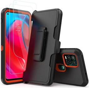 img 3 attached to 📱 Premium Orange Moto G Stylus 5G Case: Heavy Duty Rugged Protection with Belt Clip Holster - Includes Screen Protectors