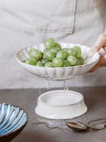 img 2 attached to 🍇 Ceramic Fruit Bowl Plate - YumCute Home 7.8 Inch, Colander Plate with Hole, Snack Fruit Serving Plate, Grape Berry Strainer Plate, Snack Dish, Kitchen Gift Decorative Ceramic Plate