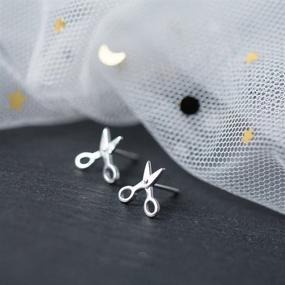 img 3 attached to BC 925 Sterling Silver Scissors Stud Earrings | Unique Special Design | Chic Hip-hop Jewelry