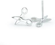 bc 925 sterling silver scissors stud earrings | unique special design | chic hip-hop jewelry logo