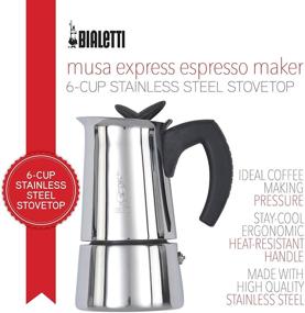 img 3 attached to ☕ Кофеварка Bialetti Musa из нержавеющей стали для плиты - вместимость 6 чашек (9,2 унций)