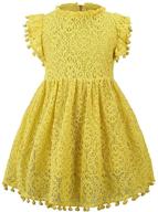 👗 cute pompoms lace floral swing party dress for toddler girls - retro & elegant design logo