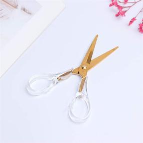 img 3 attached to Gold Acrylic Multipurpose Scissors, 6.3 Inches, Stainless Steel, Heavy Duty Cutter for ✂️ Leather, Arts, Crafts & Fabric, Office Scissors for Desktop Stationery - Stylish & Functional