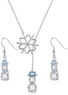 linlin fine jewelry: delicate 925 sterling silver cz snowflake cute snowman y-shaped lariat necklace for women girls, 20 inches logo