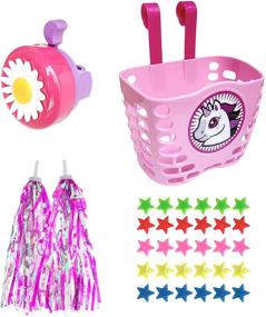 img 4 attached to 🚴 Suerico Girls Bike Decorations - Kid Bicycle Accessories Kit with Bike Wheel Spoke Beads, Bike Streamers Tassel Ribbon, Bike Horn Bell, and Bike Front Handlebar Basket