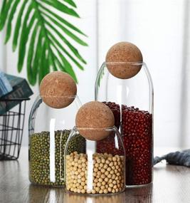 img 1 attached to 🏺 MOLFUJ 550ML/18Oz Glass Storage Container with Ball Cork - Cute Decorative Organizer Bottle Canister Jar with Air Tight Wood Lid for Food, Coffee, Candy, Bathroom Apothecary - Cotton Swab Qtip Holder