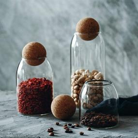 img 2 attached to 🏺 MOLFUJ 550ML/18Oz Glass Storage Container with Ball Cork - Cute Decorative Organizer Bottle Canister Jar with Air Tight Wood Lid for Food, Coffee, Candy, Bathroom Apothecary - Cotton Swab Qtip Holder