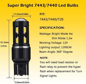 img 3 attached to 🚗 XINYANG 4PCS 7440 7443 7441 Светодиодная лампа: высокая мощность 18SMD-5630 чипсеты, белый, автомобильный грузовик, задний ход, заблокировать сигналы поворота хвоста, ходовые огни для парковки