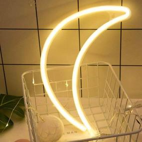 img 2 attached to 🌙 Vibrant Neon Moon Shaped LED Decor Light: Ideal for Christmas, Wedding, Birthday Party, Baby Room – USB or Battery Operated