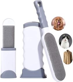 img 4 attached to Efficient Pet Hair Remover Brush: Double-Sided Brush for Easy Removal of Cat and 🐾 Dog Fur, Lint, and Fluff from Carpet, Car Seat, Couch, Clothing, Bedding, Fabric - Gray