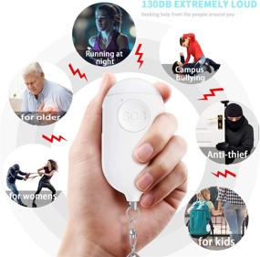 img 2 attached to 🔒 Безопасное звуковое устройство персональной защиты: 3 шт. сигнализация SOS на брелоке для женщин, мужчин, пожилых людей и детей - небольшой и компактный дизайн, USB-заряжаемый - персональная сирена на брелоке для безопасности (многоцветная)
