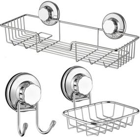 img 4 attached to 🚿 ARCCI Stainless Steel Suction Shower Caddy with Soap Dish and Double Bath Hook - Bathroom Shelf Basket for Shampoo, Conditioner, and 3 Bathroom Accessories