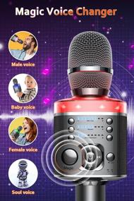 img 2 attached to 🎤 Беспроводной караоке-микрофон XZL с LED-подсветкой - Магический голосовой караоке-микрофон, громкоговоритель для домашних вечеринок, дней рождения и смартфонов.