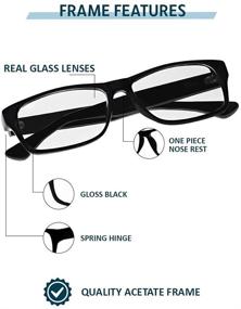 img 3 attached to 🤓 Geek Style Frame Real Glass Reading Glasses with Clear Lenses offering Reading Magnification Range from +0.25 to +3.00 (1.50)